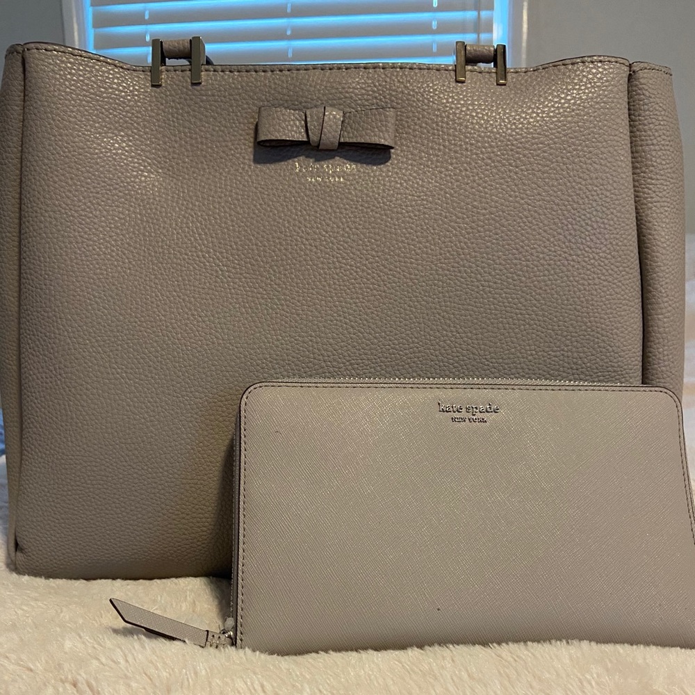 Kate Spade Gray Tote Bag and wallet